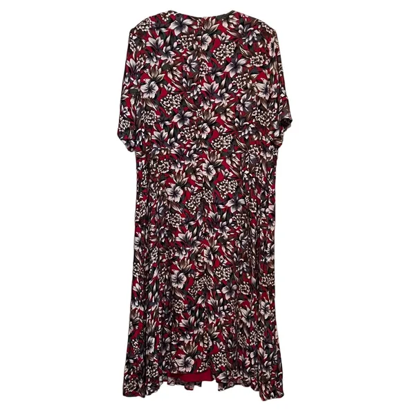 Roaman's Vintage Women's‎ Gray White Red Layered Short Sleeve Dress - Image 2