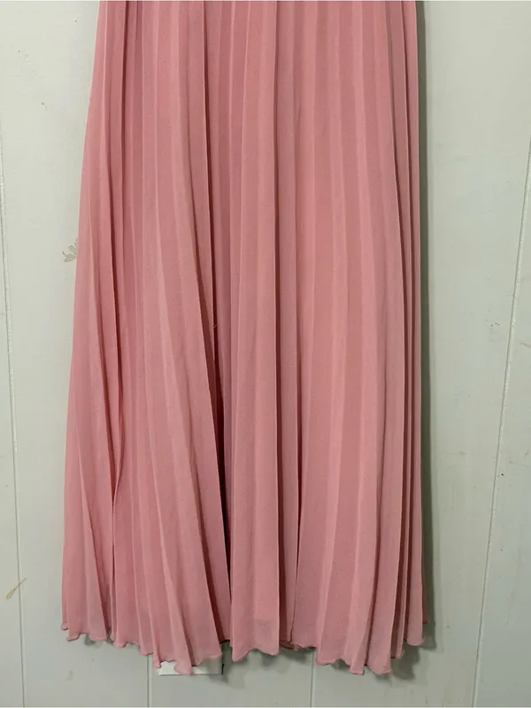 ASOS Design Pleated Midi Dress Pink Strappy Open Back NWT Size 8 Wedding - Image 3