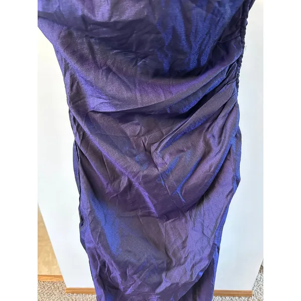 Alfred Angelo Dream Maker Purple One‎ Shoulder Flower Ruched Gown Size 11/12 - Image 4