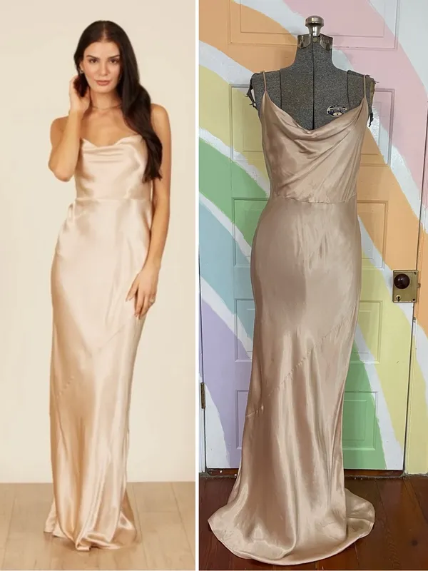 Park and Fifth Belmont Cowl Neck Satin Maxi Slip Dress Champagne Gold Sz M 🧡🎀 - Image 2