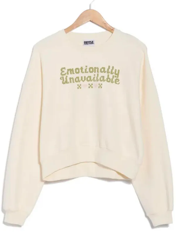 Ripple Junction Emotionally Unavailable Sweatshirt NWT Coconut Milk Cream Large - Image 2