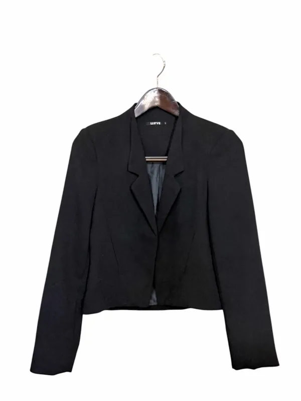 ‘I L❤️VE’ Black Cropped Blazer Sz S - Image 3