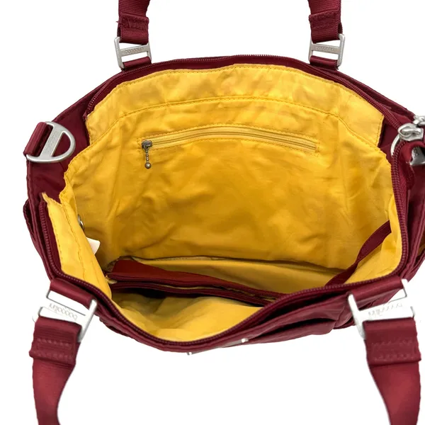 Baggallini Red Shoulder Tote Bag Yellow‎ Lined Multipocket Attached Coin Purse - Image 3