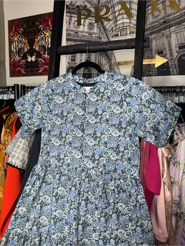 Hyacinth House Ellie Blue Multi Floral Zip Front Mini Dress Womens XS EUC - Image 3