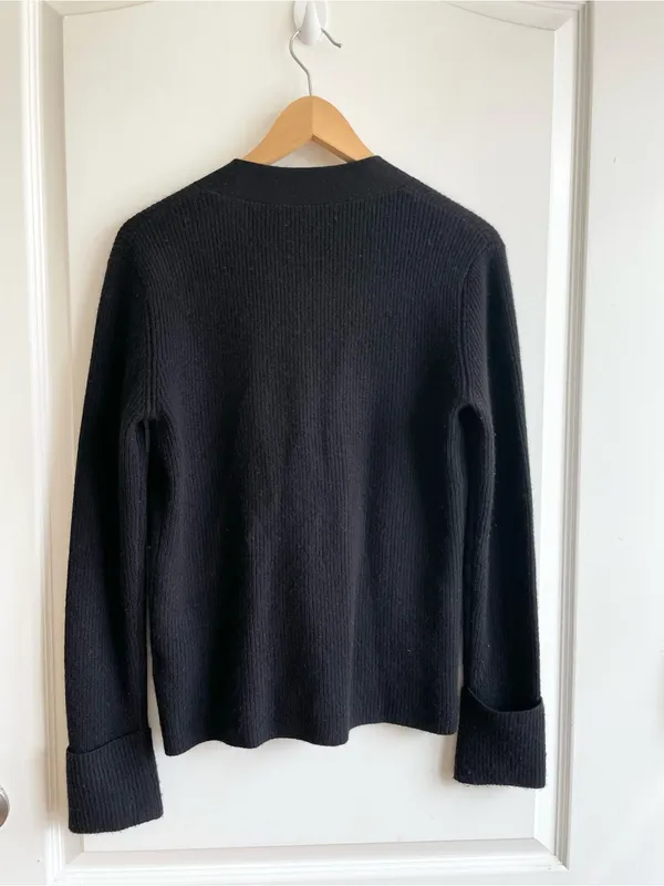 Kier + J Womens Black 100% Cashmere Cardigan Sweater Size Small Minimal Simple - Image 2