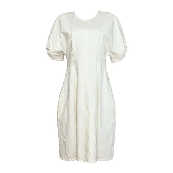 COS Puff Sleeve Organic Cotton Denim Mini Dress, White, 12 (US) - Image 6