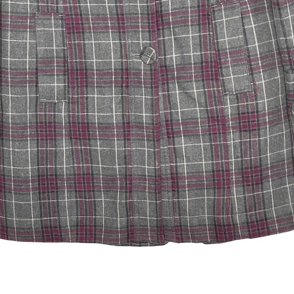 Empyre Overcoat Size Medium Gray Purple Plaid Womens Cotton Button UP &‎ Belted - Image 4