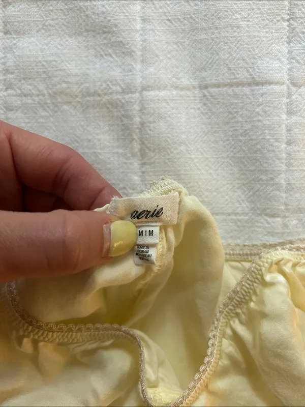 aerie Pale Yellow Satin Sleep Shorts - Image 3