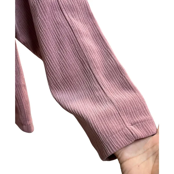 Madewell Striped Jacquard Funnelneck Top Soft Ribbed Woodrose Pink Medium - Image 5