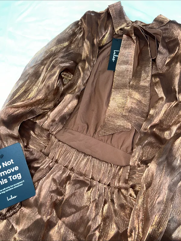 Lulus Ideal Behavior Metallic Tiered Mini Dress - Image 7