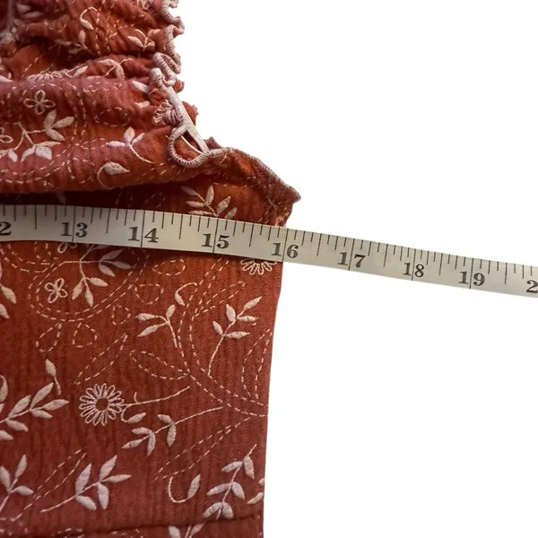 Vintage Y2K Babydoll Top‎ Younique Large Terracotta Embroidered Feminine Floral - Image 5