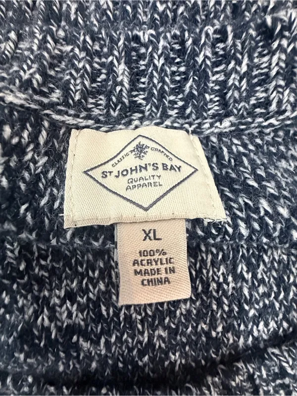 St. John's Bay Marled Crewneck Sweater - Navy & White - Image 4