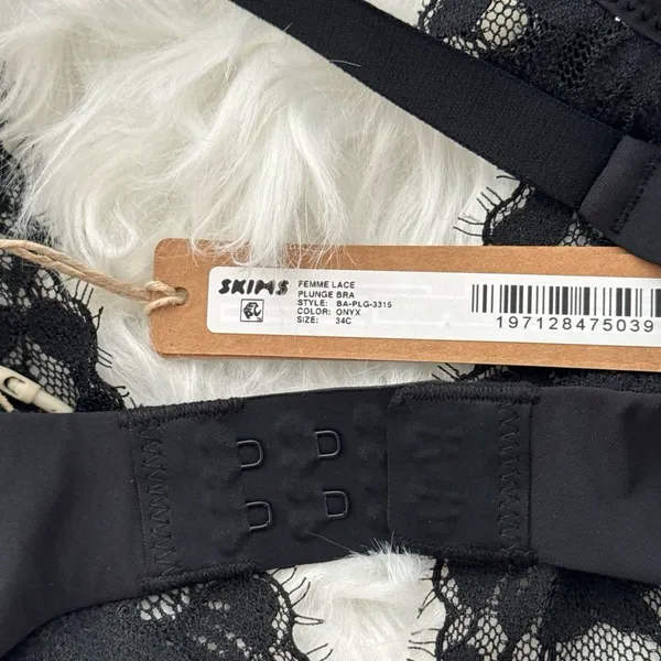 Skims Femme Lace Plunge Bra Onyx Size 34C - Image 7