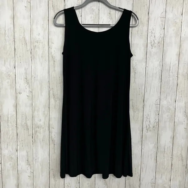 Vintage Pretty Woman Basic Black Lightweight Flowy Tank Top Knee Length Dress M - Image 2