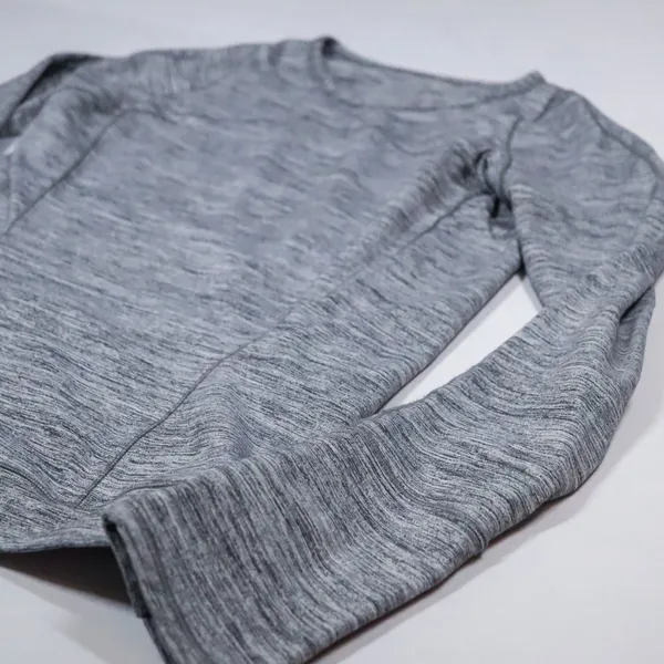 Lululemon Cypress Kiss Long Sleeve Top Women Size 12 Grey Space Dye Thumbholes - Image 3