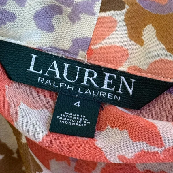 Ralph Lauren BOHO Retro Sheer Chiffon Dress Womens 4 Tie‎ Neck Smocked Indie - Image 6