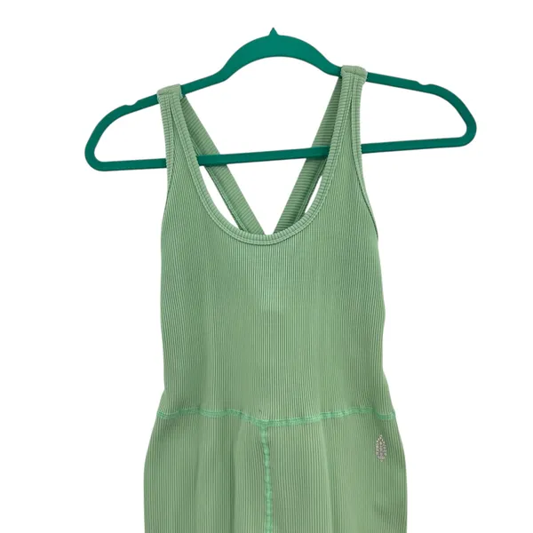 Free People Free Throw Onesie Jumpsuit Ribbed Seamless Green‎ Size Large - Image 4