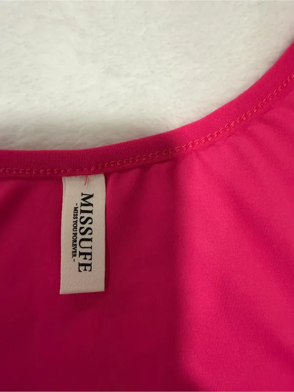 MISSUFE Hot Pink Athletic Tennis Dress Racerback A-Line - Medium - Image 3