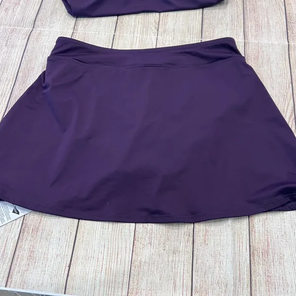 Lands End NEW Womens Deep Purple Asymmetrical Tankini Top Swim Skirt Set Size 4 - Image 5