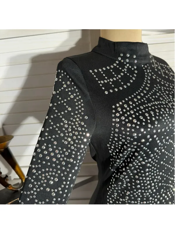 Vintage Y2K studded dress bodycon black punk goth rave alt edgy biker grunge M L - Image 5