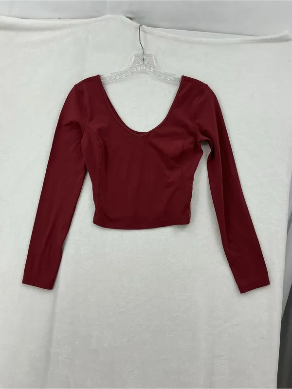 lululemon athletica Long Sleeve Scoop-Neck Top in Burgundy 1100 - Image 3
