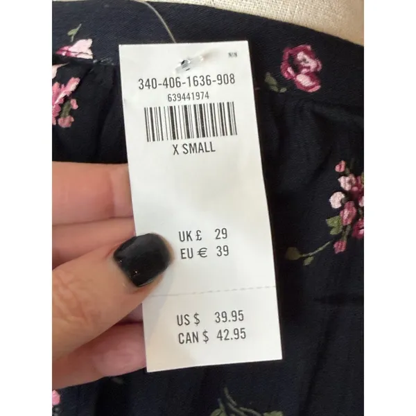 Hollister‎ Shirt Women XS Black Floral Long Sleeve Boho Top NWT Whimsigoth - Image 8
