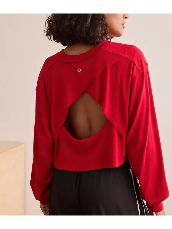 Altar'd State Relax Ribbed Open Back Layer AS Revival NWT Red XXL - Image 2