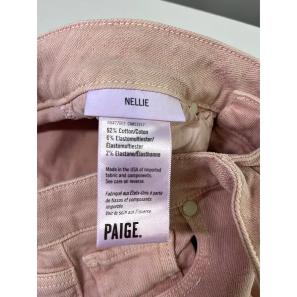 Paige Nellie High Rise Wide Leg Tie Waist Jeans Pink Raw Hem Size‎ 24 - Image 3