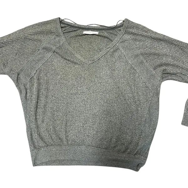 Free People We The Free Santa Clara Thermal Top Olive Green Waffle Knit Medium - Image 3