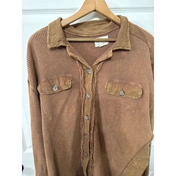 Oli & Hali Small Medium Distressed Cotton Button Up Tunic Free People Boho - Image 3