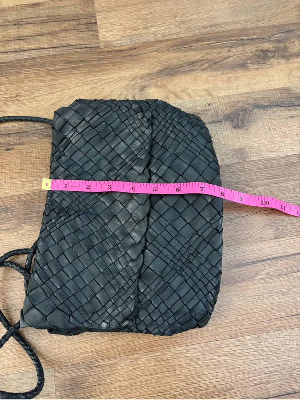 House 2401 Woven Leather Crossbody Purse Bag Dark Green Made in Italy - Image 10
