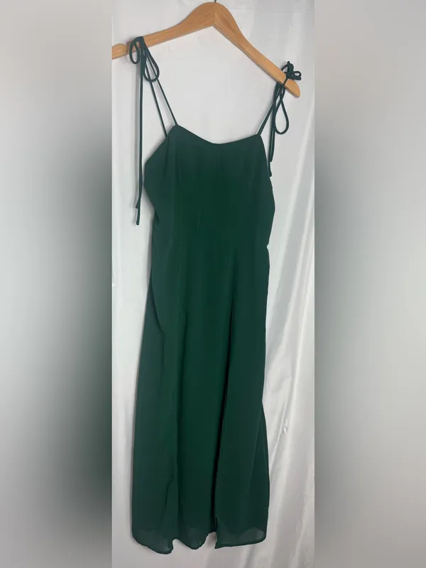 Rihoas wedding party evening dress Dark Green Tie-Shoulder chiffon S NWOT - Image 4