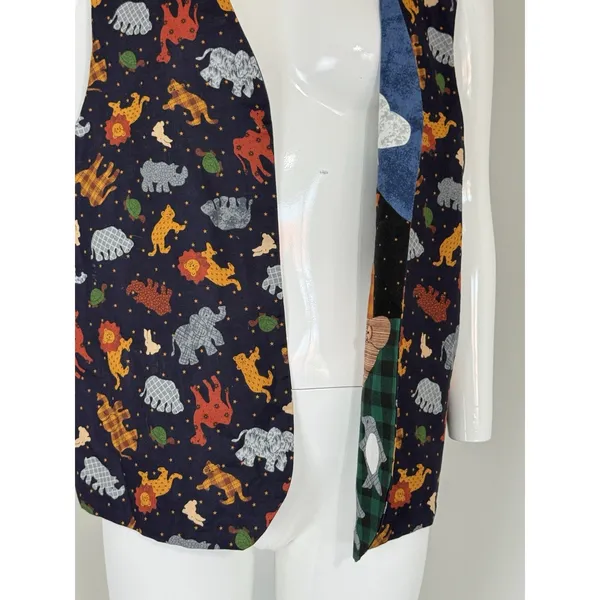 Vintage 90s Handmade Noah’s Ark Patchwork Reversible Vest Women’s Size L Boho - Image 8