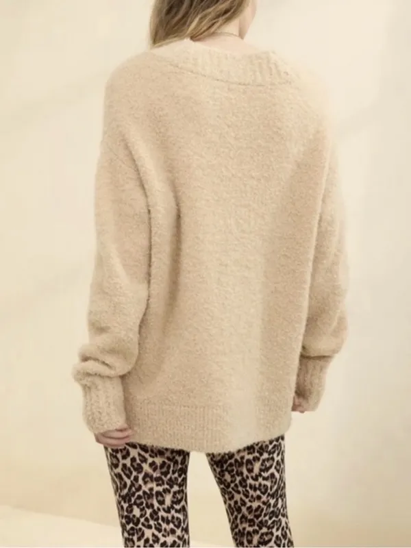 Nwt Aerie Teddy Boucle Cozy Oversized Sweater Size Large New Loungewear Fall - Image 2