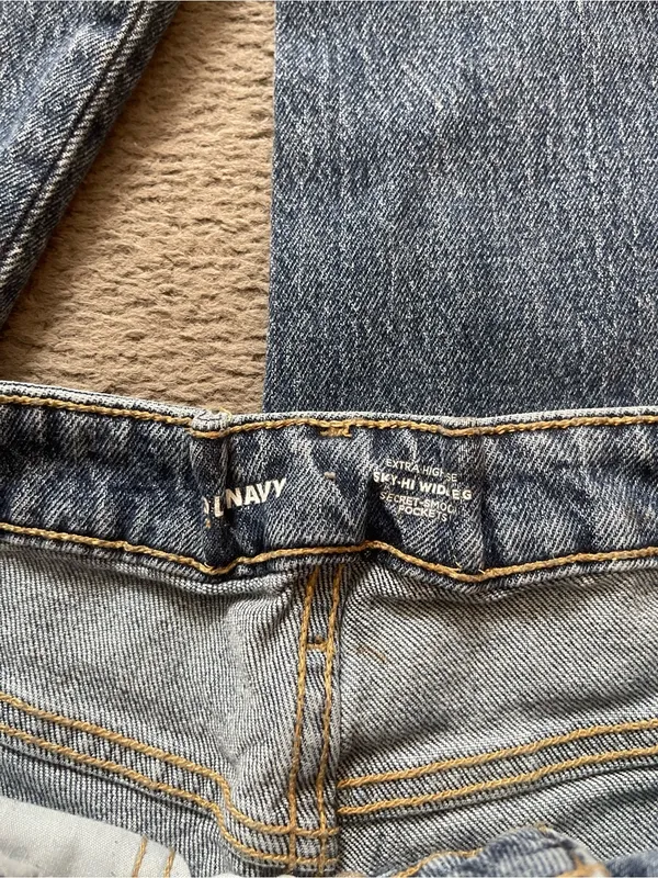 Old navy Classic High-Rise Straight wide Leg Jeans - Dark Blue - Image 3