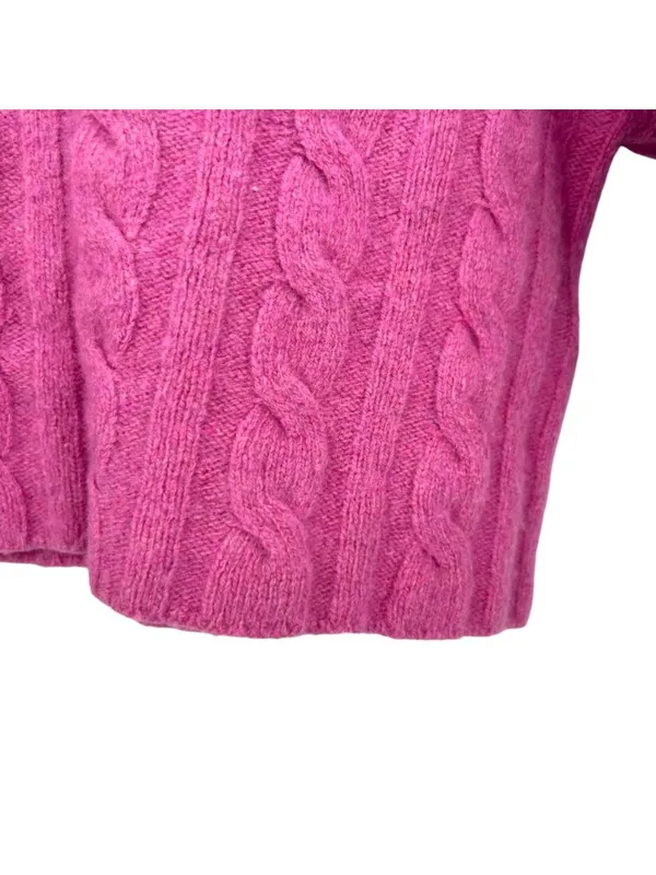 Madewell (Re)sourced Cashmere Cableknit Cropped Sweater Light Petunia Size Small - Image 5