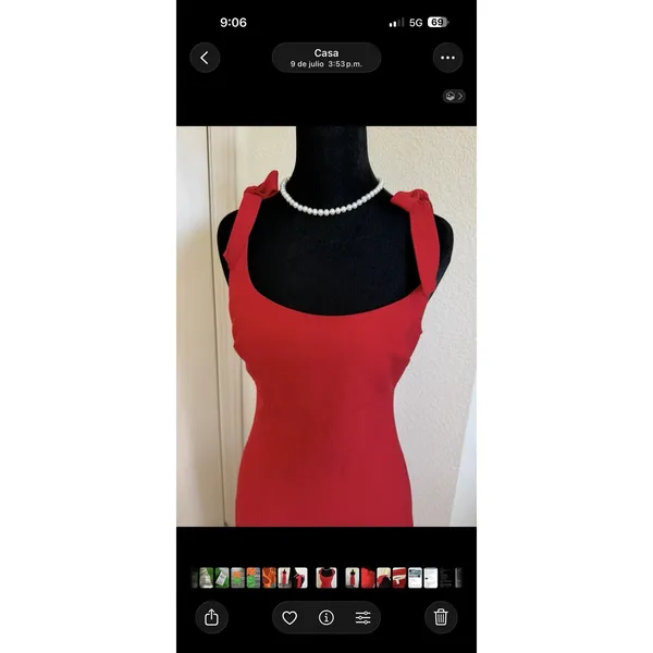 LIKELY Red Midi Dress Womens US 4 Tie Shoulder Mermaid Hem Bodycon Cocktail - Image 4