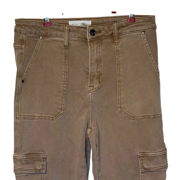 Risen Womens Pants High Rise Cargo Roll Up Slim‎ Straight Leg RDP5644 Tan 9/29 - Image 2