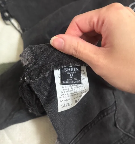SHEIN Black Flame Distressed Cropped Denim Jacket — Medium - Image 5