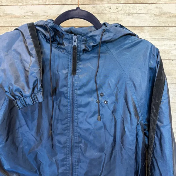 Vintage Y2K Catalina Womens S Windbreaker Jacket Blue Hooded Lightweight Velvet - Image 2