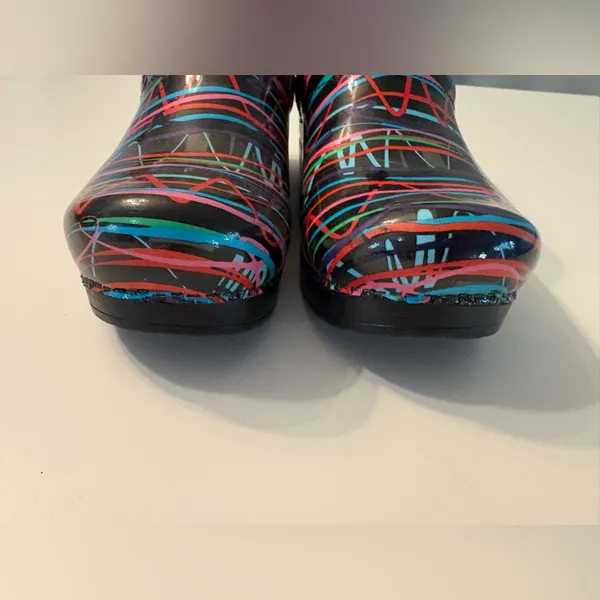 Dansko‎ professional Colorful Streamer Glossy Graffiti Clogs Size 38 US 7 - Image 5