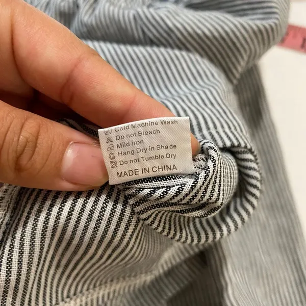 Brandy Melville Pinstripe Off Shoulder Top Black White Long Sleeve - Image 8