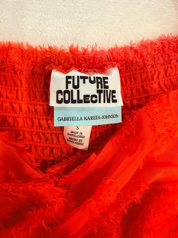 Future collective Target Puff Sleeve Orange Dress - Image 2