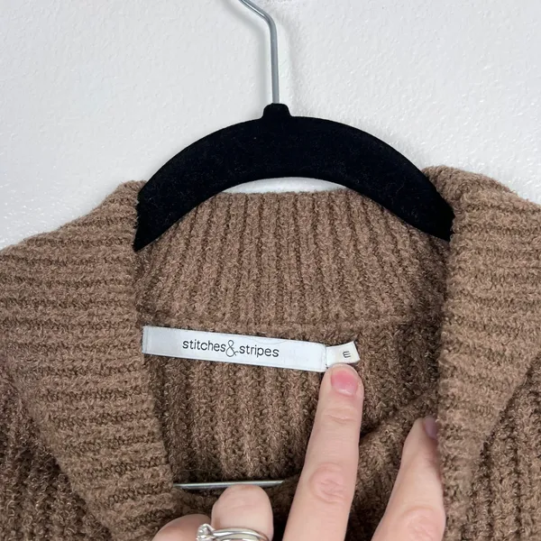 Stitches‎ & Stripes Brown Mock Neck Knit Pullover Sweater Size M - Image 4