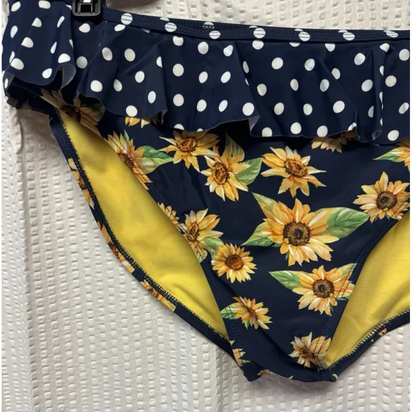 Peyton‎ & Parker Women's SZ 18.5 Sunflower Navy Polka Dots Bikini READ - Image 3