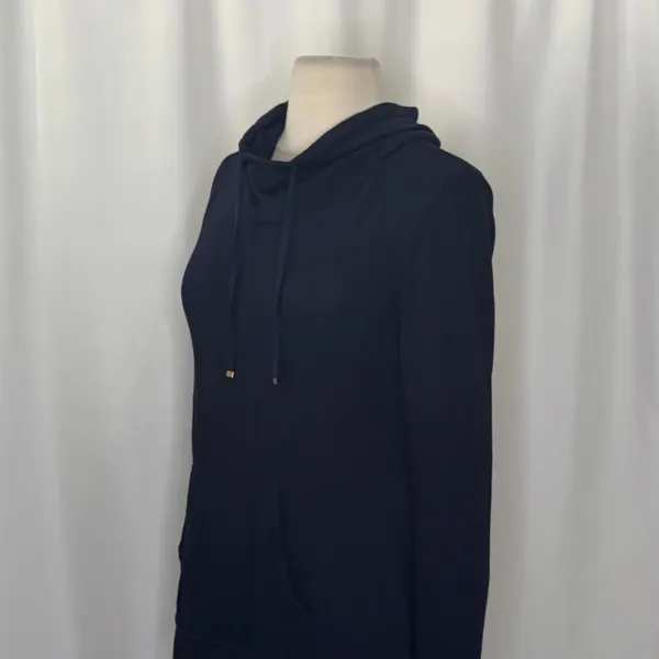 LILLY PULITZER Hillary Pullover True Navy Cowl Neck Sweatshirt Pocket Small - Image 6