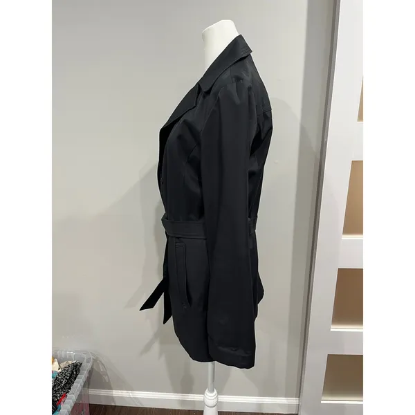 Nine West Womens‎ Black Belted Trench Coat Jacket EM42021-BLK Small - Image 2