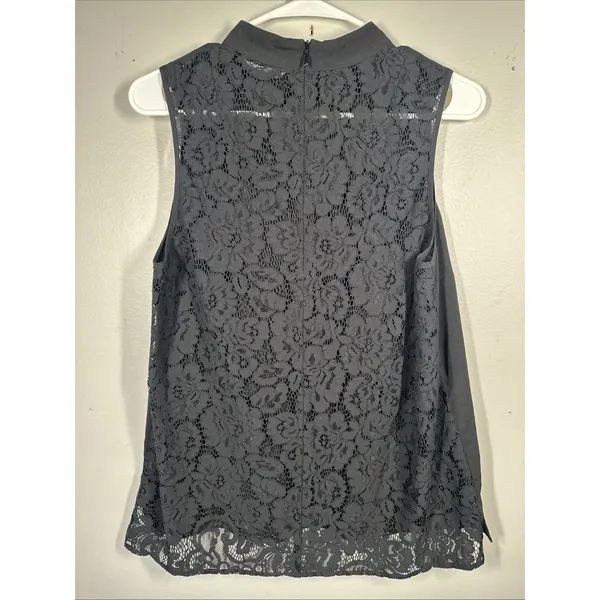 French Connection Medium Tank Top Blouse Womens Lace Black Sleeveless Sheer - Image 16