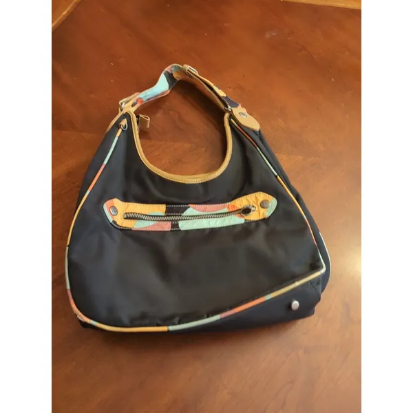 Kipling Delano Clutch Bag Black Orange Shoulder Bag - Image 6
