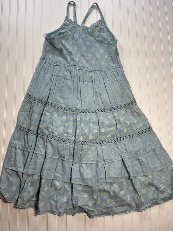 Pilcro By Anthropologie Citrus Fruit Ruffled Eyelet Midi‎ Dress | Blue | Size L - Image 8
